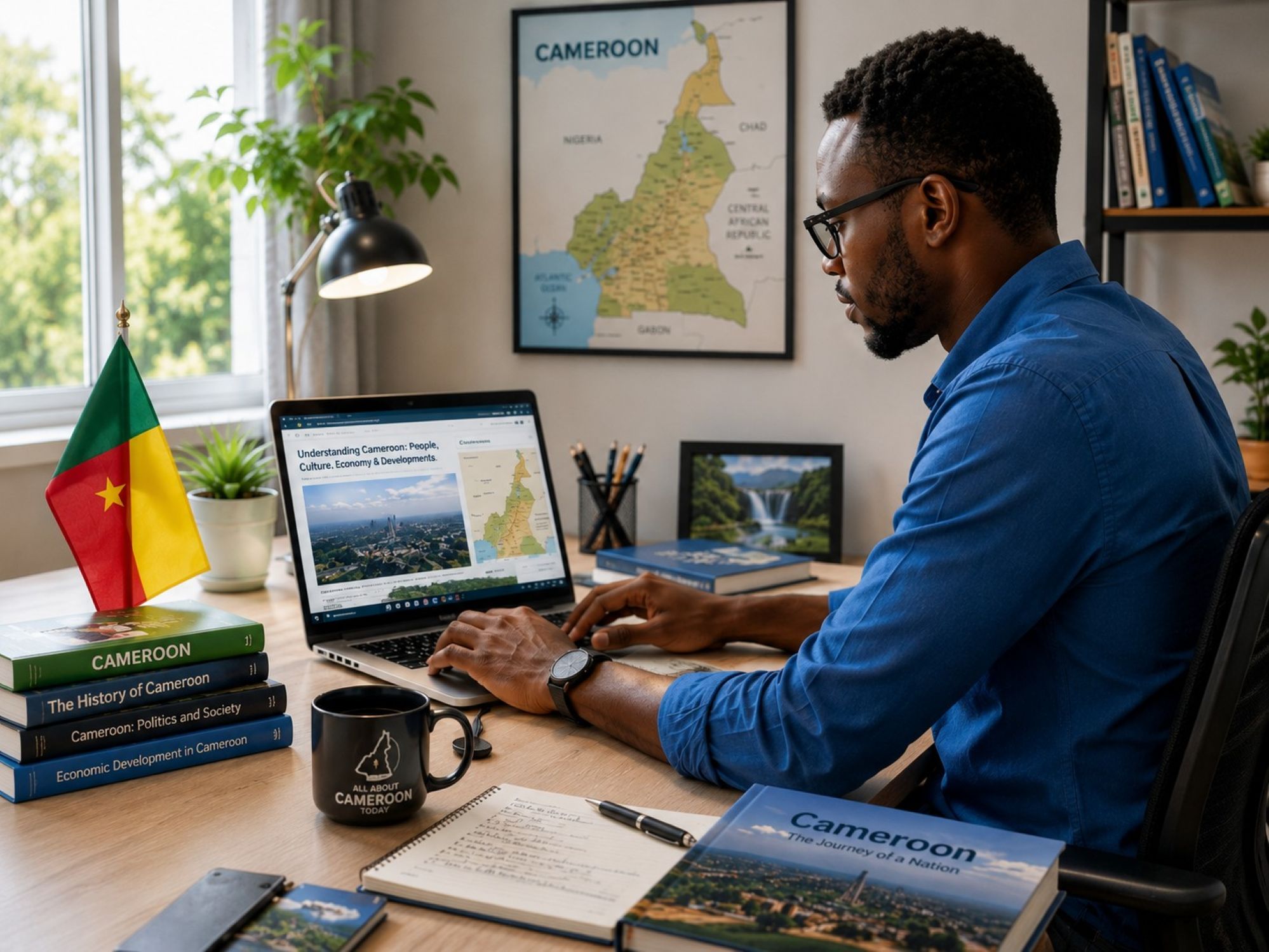 Cameroon Newsletter - A young Cameroonian passionately working on a newsletter