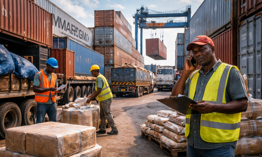 Busy shipping port in Cameroon