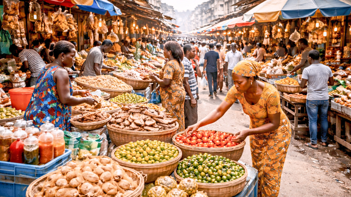 Street vendors illustrating informal economy in Cameroon explained