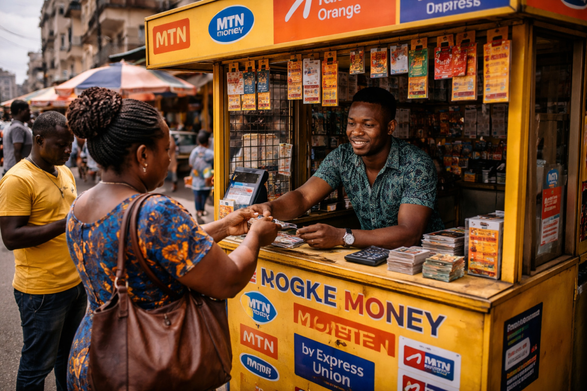 A mobile money kiosk in Cameroon is an example of a small business in the country