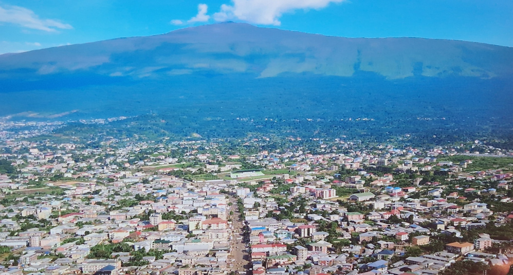The  city of Buea, located at the foot of mount Cameroon